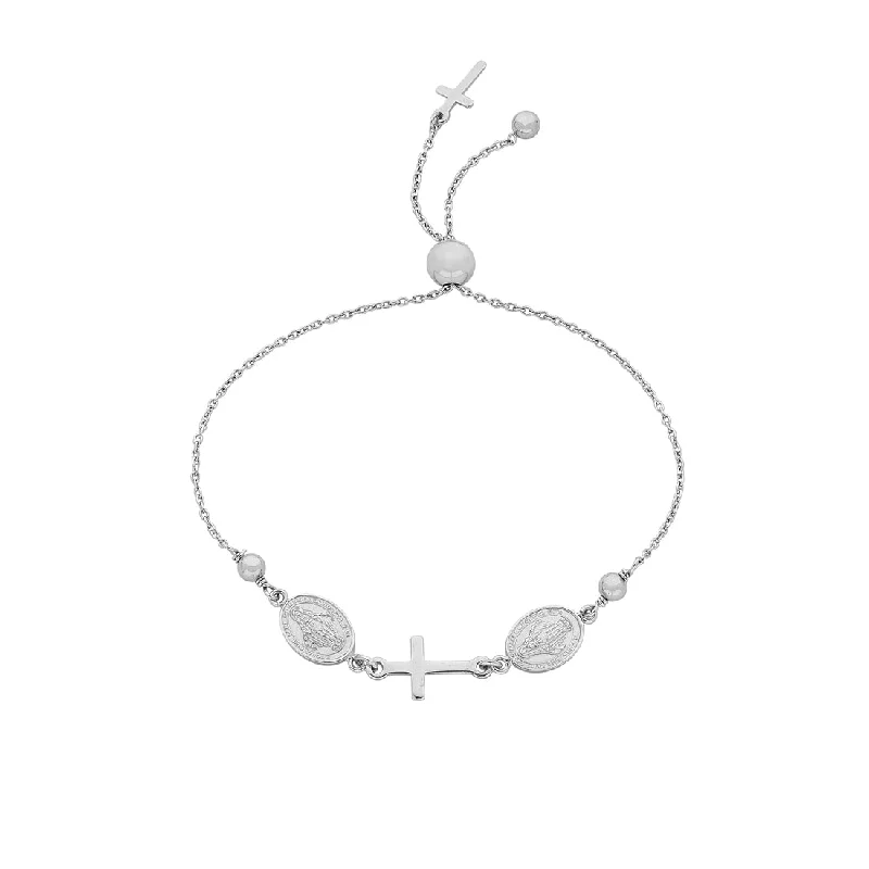 Sterling Silver Cross & Disc Bracelet