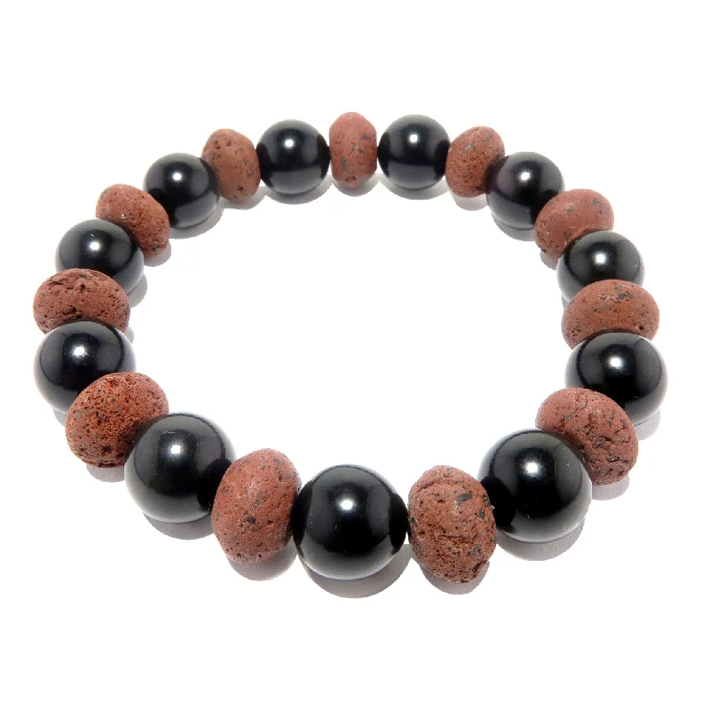 Black Obsidian Bracelet Red Lava Essential Oil Diffuser