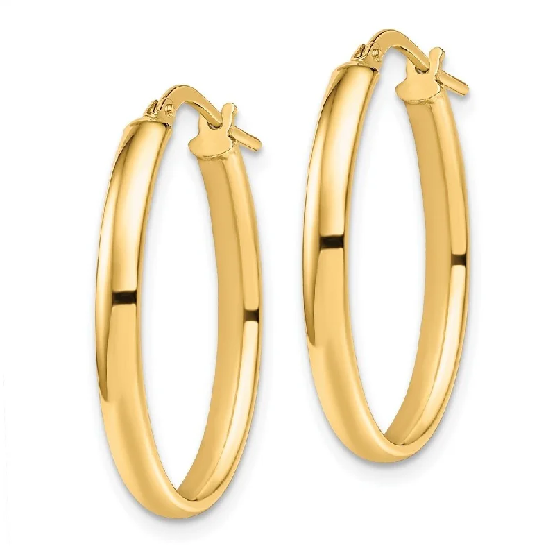 Diamond2Deal 10k Yellow Gold Polished Oval Hoop Earrings (L-26mm, W-7mm)