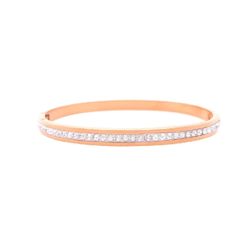 Crystal Pave Bangle in Rose Stainless Steel