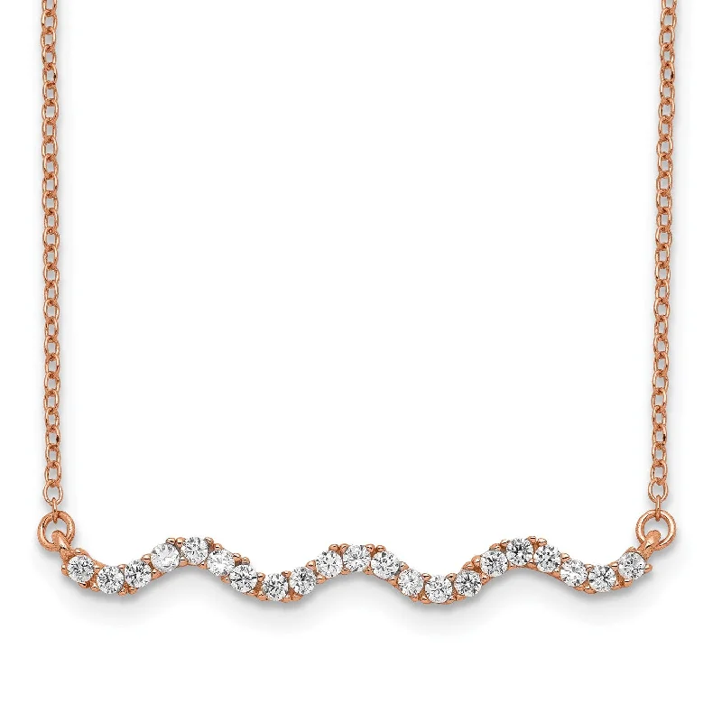 Rose Gold Plated Sterling Silver Cubic Zirconia 18-inch Necklace