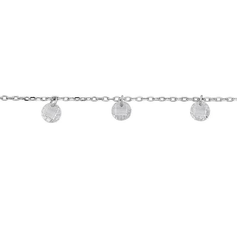 Sterling Silver Cubic Zirconia Drop Station Bracelet