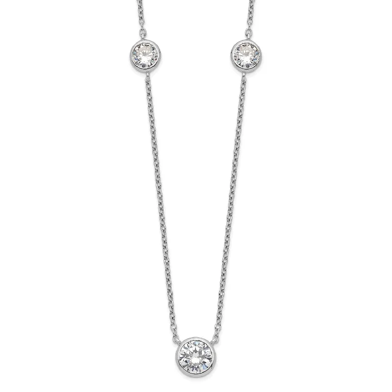 Sterling Silver Cubic Zirconia 18-inch 3-Station Necklace