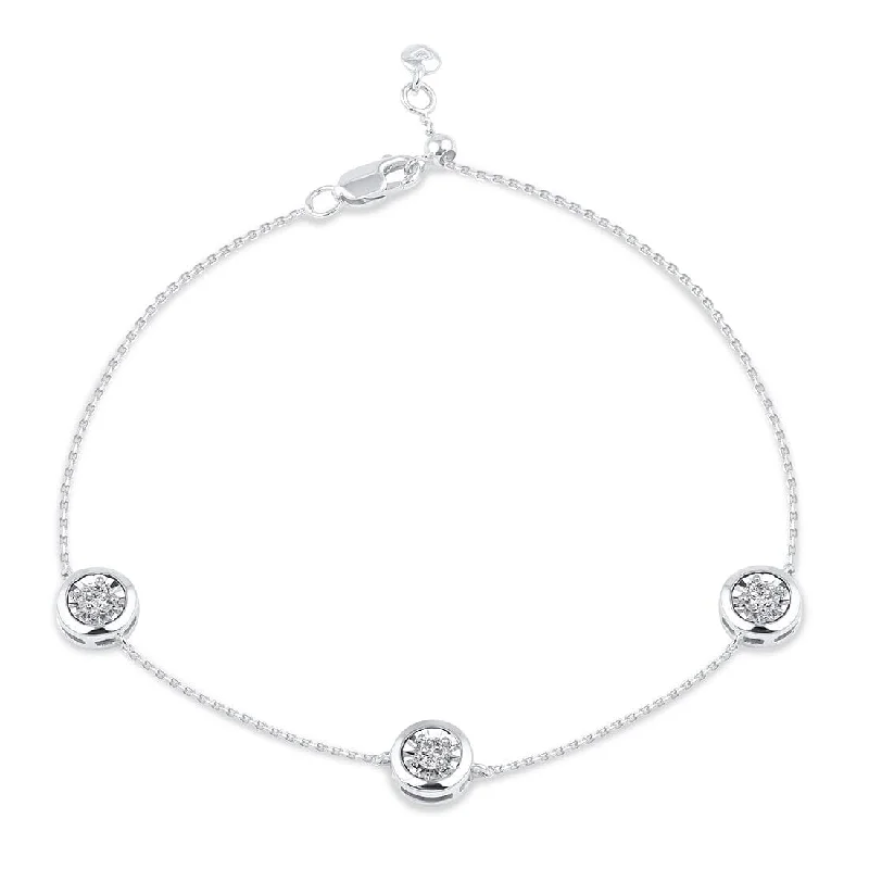 3 Station Bracelet with 1/3ct of Diamonds in Sterling Silver