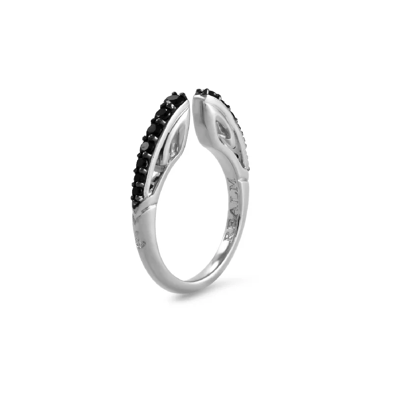 Spirit Páve Stack Ring 2mm - Sterling Silver + CZ Noir