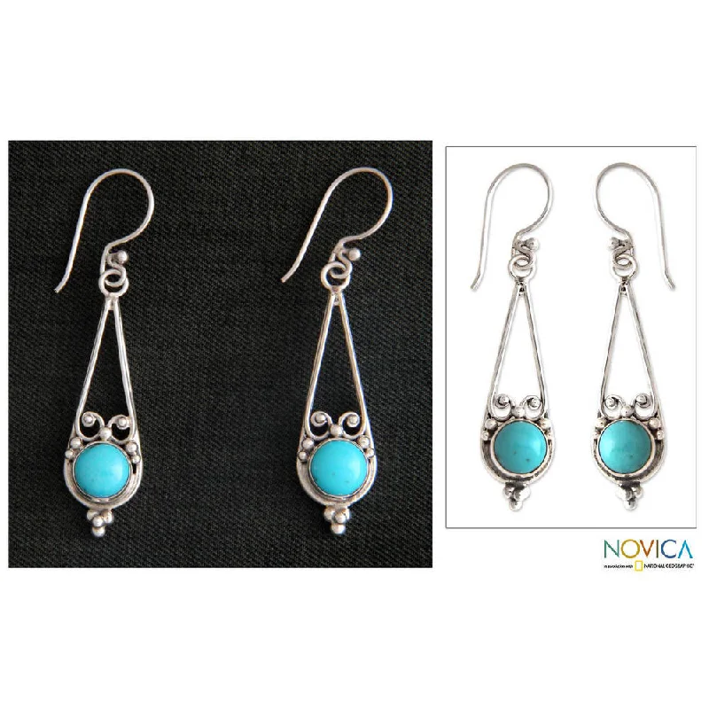 Handmade Sterling Silver 'Destiny' Turquoise Earrings (Indonesia)