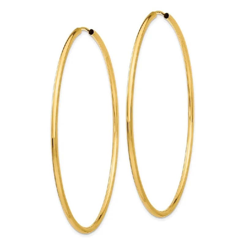 Diamond2Deal 10k Yellow Gold Polished Round Endless 2mm Hoop Earrings (L-60mm, W-60mm)