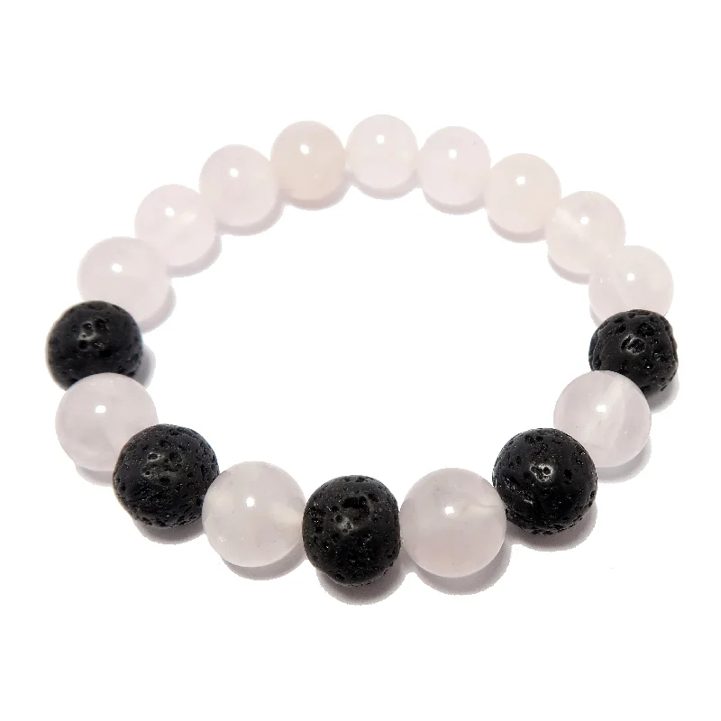 Rose Quartz Bracelet Black Lava Eruption of Love