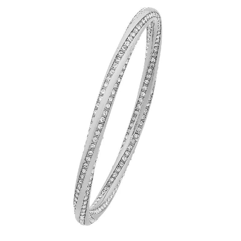 Stainless Steel White Crystal Twist Bangle