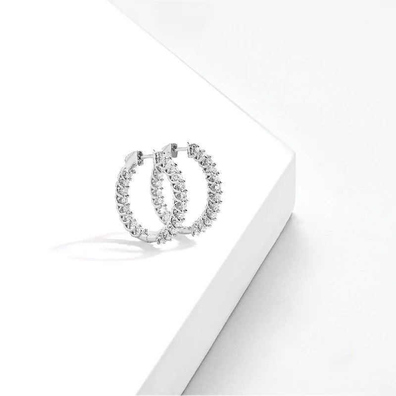 Lab Grown 2ct TDW Diamond in 14k Gold Inside Out Hoop Earrings for Women