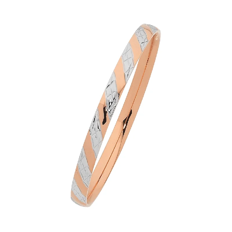 Two Tone Rose Stainless Steel Bangle