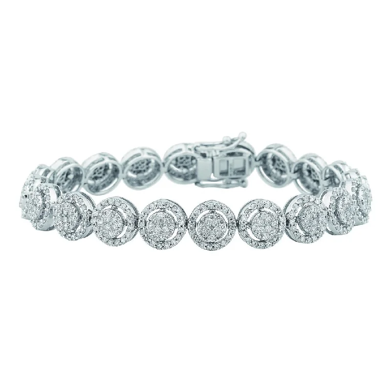 Brilliant Halo Tennis Bracelet with 3.00ct of Diamonds in 9ct White Gold