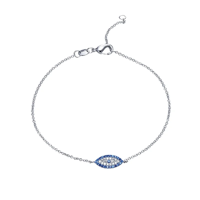 Sterling Silver Cubic Zirconia Evil Eye Anklet