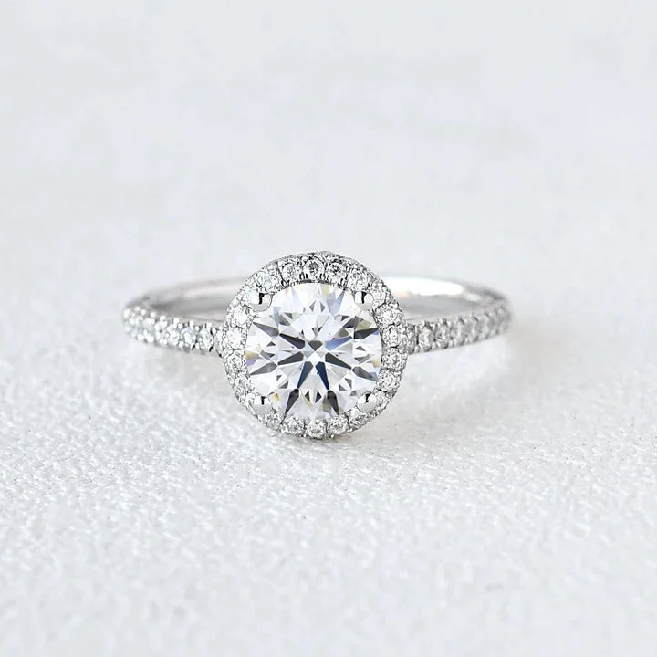 1.0-2.0ct Round Lab Grown Diamond Halo Engagement Ring