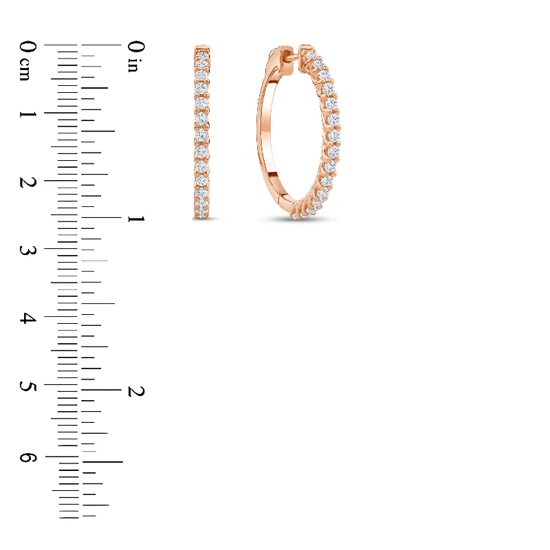 Lab Grown 1ct TDW Diamond Hoop Earrings in 14k Gold for Women