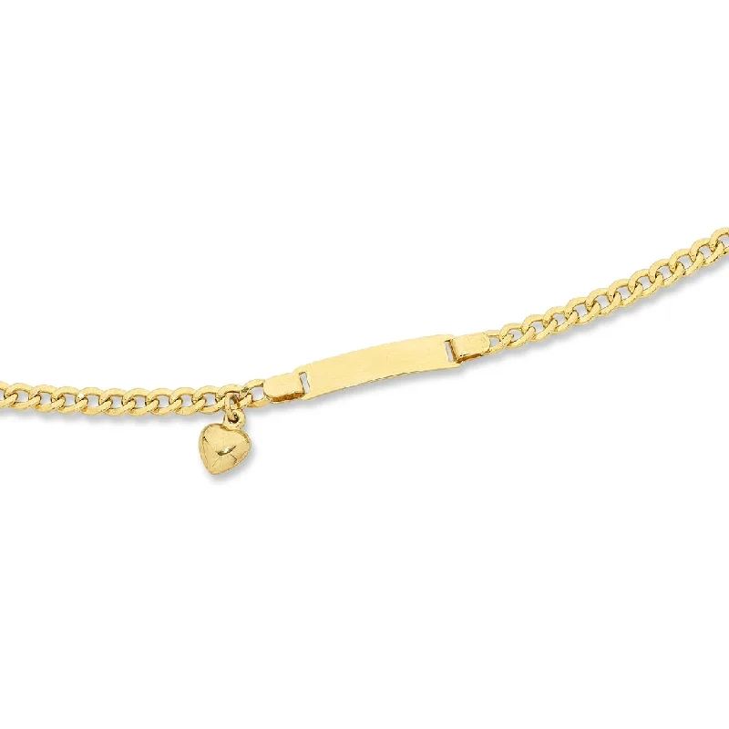 9ct Yellow Gold ID Bracelet with Heart Charm