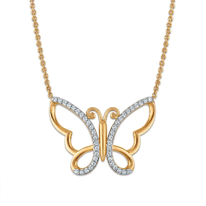 1/5 CTW Diamond 18-inch Butterfly Necklace in 10KT Yellow Gold