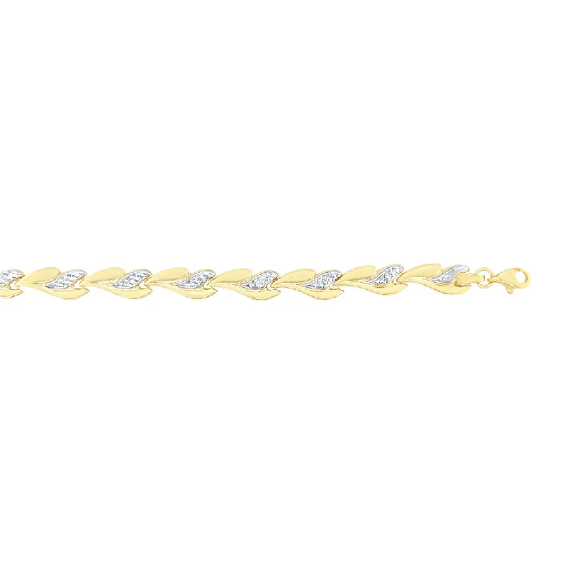 9ct Yellow Gold Silver Infused Two Tone Fancy Bracelet